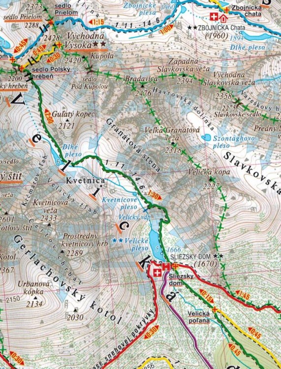 Wysokie Tatry. Mapa turystyczna 701 wydawnictwa Shocart. Fragment 3