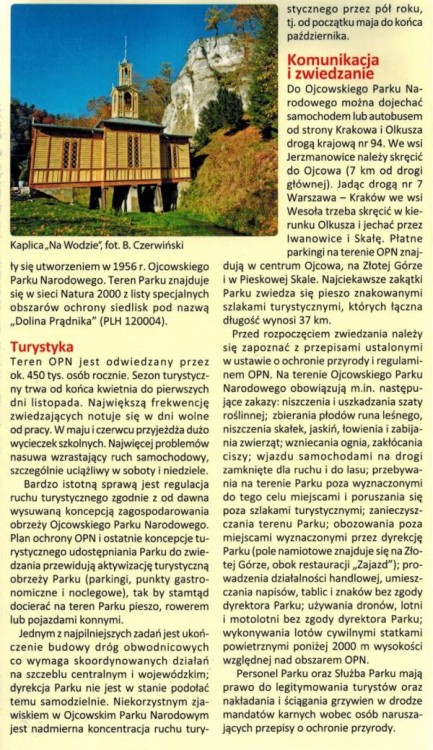 Ojcowski Park Narodowy 1:20 000. Laminowana mapa kieszonkowa wydawnictwa Compass. Informator - fragment