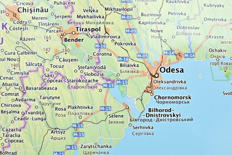 Ukraina 1:1 500 000. Mapa ścienna fizyczno-drogowa. Fragment 2