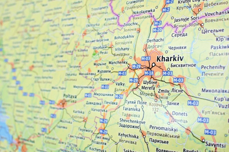 Ukraina 1:1 500 000. Mapa ścienna fizyczno-drogowa. Fragment 6