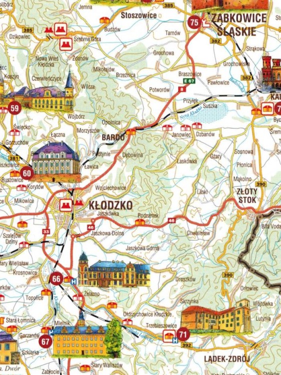 Zamki i pałace Dolnego Śląska. Mapa samochodowo-turystyczna wydawnictwa Galileos. Fragment 3