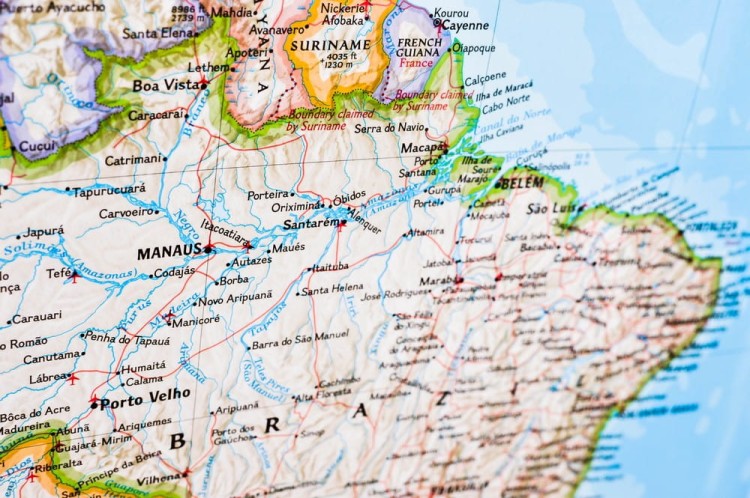 Ameryka Północna i Południowa 1:19 100 000. Mapa ścienna polityczna wydawnictwa National Geographic. Fragment 10