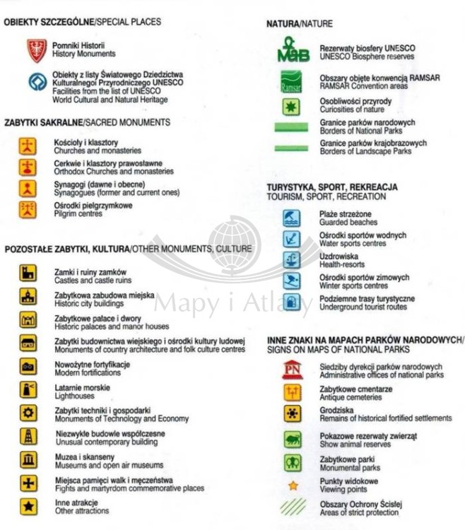 Województwo śląskie 1:250 000. Laminowana mapa samochodowo-turystyczna wydawnictwa Demart. Legenda 2