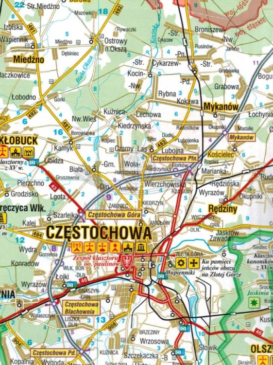 Województwo śląskie 1:250 000. Laminowana mapa samochodowo-turystyczna wydawnictwa Demart. Fragment 1