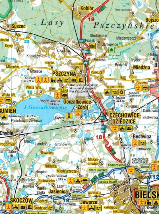Województwo śląskie 1:250 000. Laminowana mapa samochodowo-turystyczna wydawnictwa Demart. Fragment 2