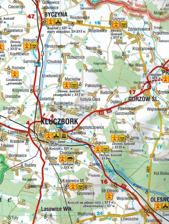 Województwo śląskie 1:250 000. Laminowana mapa samochodowo-turystyczna wydawnictwa Demart. Fragment 3