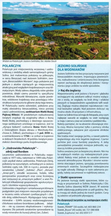 Jezioro Solińskie, Myczkowieckie i okolice. Mapa turystyczna wydawnictwa Compass. Informator