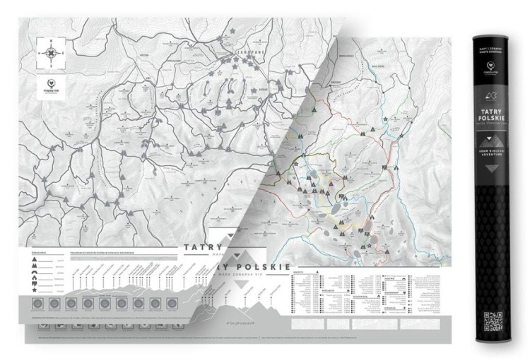 Tatry Polskie. Mapa zdrapka VIP. Wersja biała