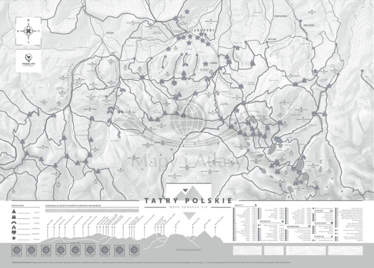 Tatry Polskie. Mapa zdrapka VIP. Przed zdrapaniem