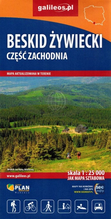 Beskid Żywiecki, część zachodnia. Mapa turystyczna wydawnictwa Galileos. Okładka