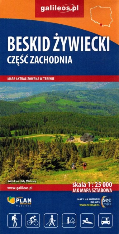 Beskid Żywiecki, część zachodnia. Mapa turystyczna wydawnictwa Galileos. Okładka