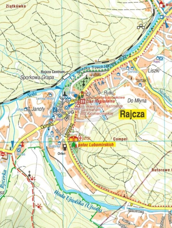 Beskid Żywiecki, część zachodnia. Mapa turystyczna wydawnictwa Galileos. Fragment 2