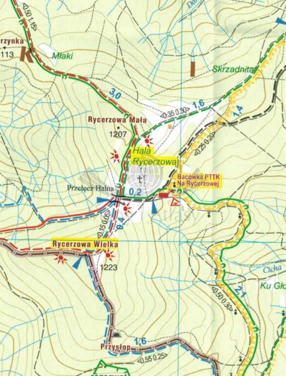 Beskid Żywiecki, część zachodnia. Mapa turystyczna wydawnictwa Galileos. Fragment 3