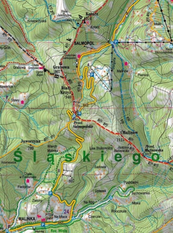 Beskid Śląski 1:50 000. Laminowana mapa turystyczna wydawnictwa ExpressMap. Fragment 2