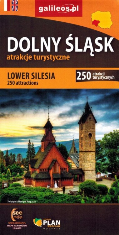 Dolny Śląsk - atrakcje turystyczne (wersja polsko - angielska). Mapa samochodowo-turystyczna wydawnictwa Galileos. Okładka
