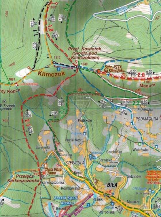 Szczyrk i okolice 1:25 000. Mapa turystyczna wydawnictwa Compass. Fragment 1