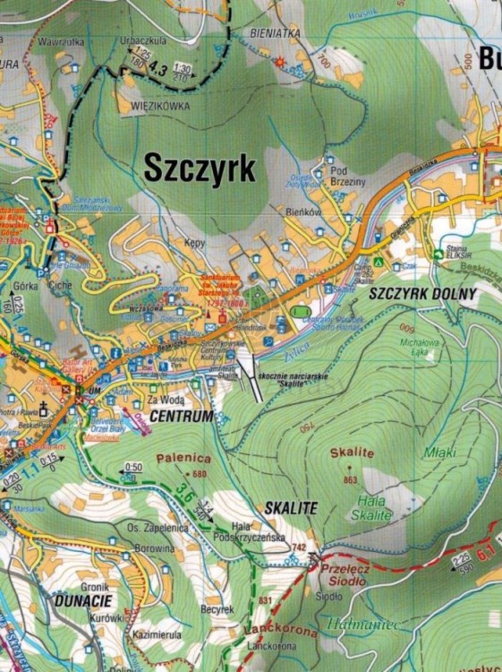 Szczyrk i okolice 1:25 000. Mapa turystyczna wydawnictwa Compass. Fragment 2