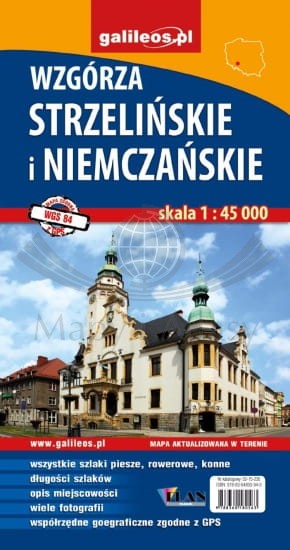 Wzgórza Strzelińskie i Niemczańskie / Strzelin, Dobroszów, Henryków, Ziębice, Kamieniec Ząbkowicki. Mapa turystyczna. Galileos