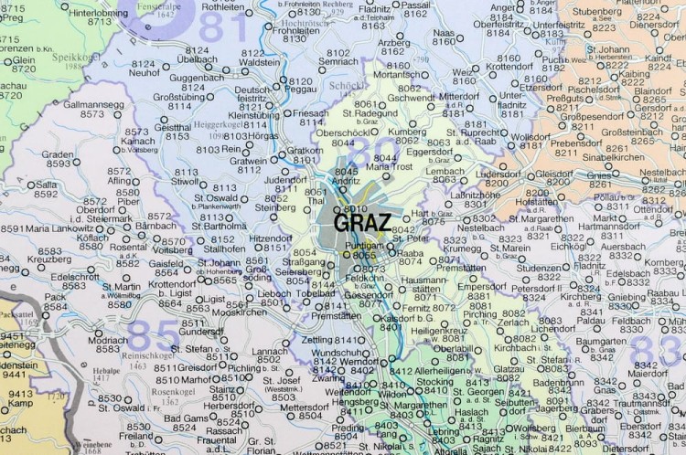 Austria 1:500 000. Mapa ścienna kodowa wydawnictwa Freytag & Berndt. Fragment 5
