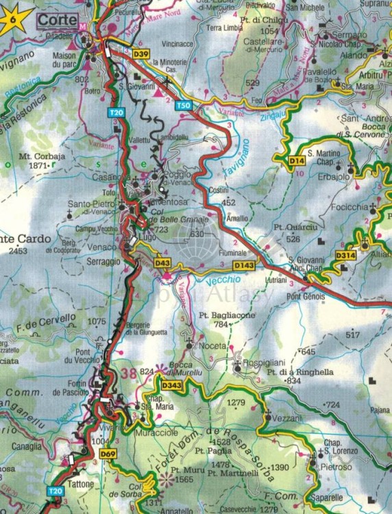 Korsyka 1:150 000. Mapa samochodowo-turystyczna wydawnictwa Freytag & Berndt. Fragment 2