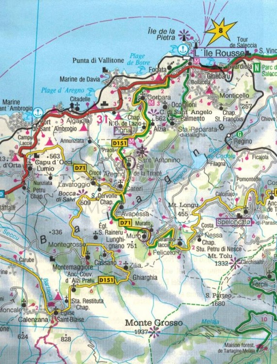 Korsyka 1:150 000. Mapa samochodowo-turystyczna wydawnictwa Freytag & Berndt. Fragment 3