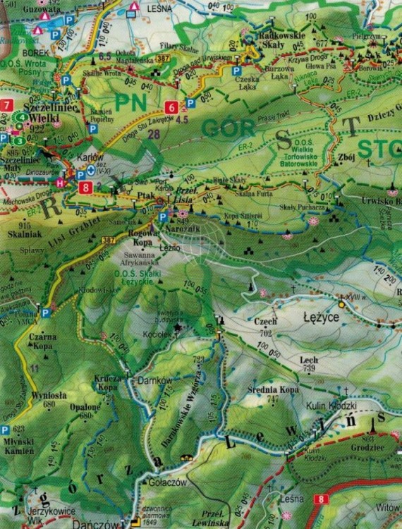 Ziemia Kłodzka 1:65 000. Laminowana mapa panoramiczna wydawnictwa ExpressMap. Fragment 1