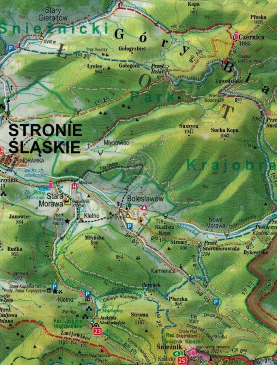 Ziemia Kłodzka 1:65 000. Laminowana mapa panoramiczna wydawnictwa ExpressMap. Fragment 2