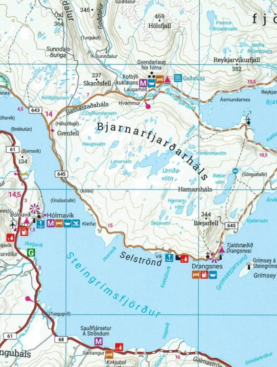 Islandia 1:150 000. Atlas samochodowy wydawnictwa Freytag & Berndt. Przykładowy arkusz 1 - fragment