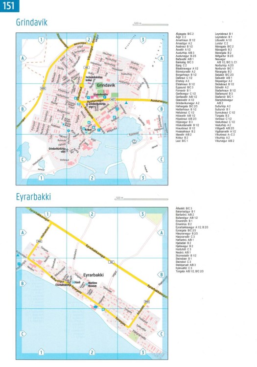 Islandia 1:150 000. Atlas samochodowy wydawnictwa Freytag & Berndt. Przykładowe plany miast 2