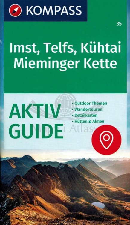 Imst, Telfs, Kuhtain, Meminger Kette. Wodoodporna mapa turystyczna 35 wydawnictwa Kompass. Informator