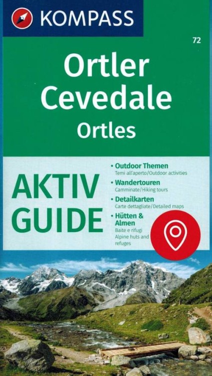 Alpy Retyckie. Ortler / Ortles, Cevedale. Wodoodporna mapa turystyczna 72 wydawnictwa Kompass. Informator - okładka