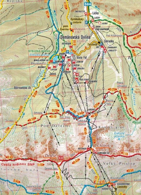Niżne / Niskie Tatry, Chopok. Mapa turystyczna 1094 wydawnictwa Shocart. Fragment 1