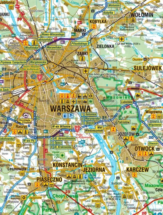 Województwo mazowieckie. Laminowana mapa samochodowo-turystyczna wydawnictwa Demart. Fragment 3