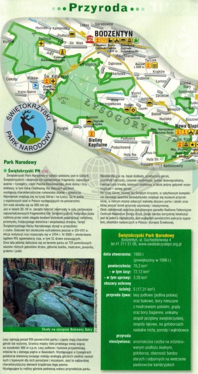 Województwo świętokrzyskie. Laminowana mapa samochodowo-turystyczna wydawnictwa Demart. Informator - fragment