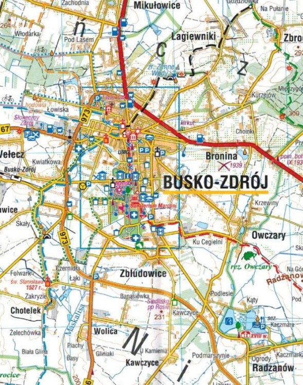 Ponidzie 1:75 000. Szlak kajakowy Nidy. Laminowana mapa turystyczna wydawnictwa Compass. Fragment 1