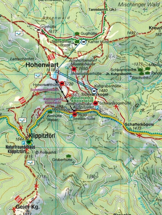 Saualpe, Lavanttal, Koralpe. Mapa turystyczna WK 237 wydawnictwa Freytag & Berndt. Fragment 2