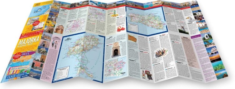 Majorka, Minorka, Ibiza. Laminowana mapa samochodowo-turystyczna + miniprzewodnik wydawnictwa ExpressMap. Rozłożona mapa