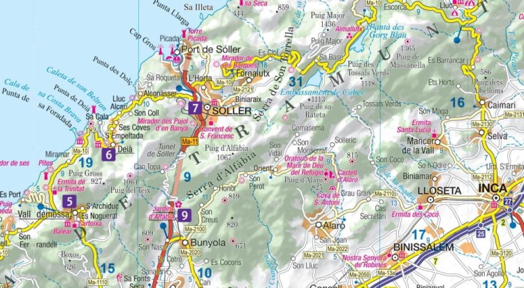 Majorka, Minorka, Ibiza. Laminowana mapa samochodowo-turystyczna + miniprzewodnik wydawnictwa ExpressMap. Fragment