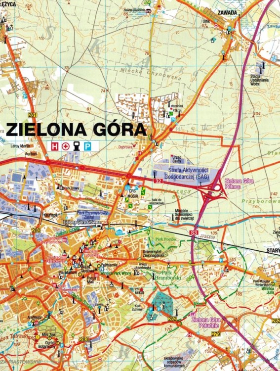 Dookoła Zielonej Góry 1:50 000. Mapa turystyczna wydawnictwa Sygnatura. Fragment 1