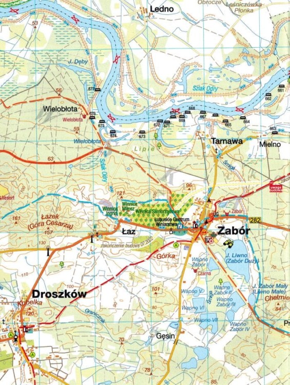 Dookoła Zielonej Góry 1:50 000. Mapa turystyczna wydawnictwa Sygnatura. Fragment 2