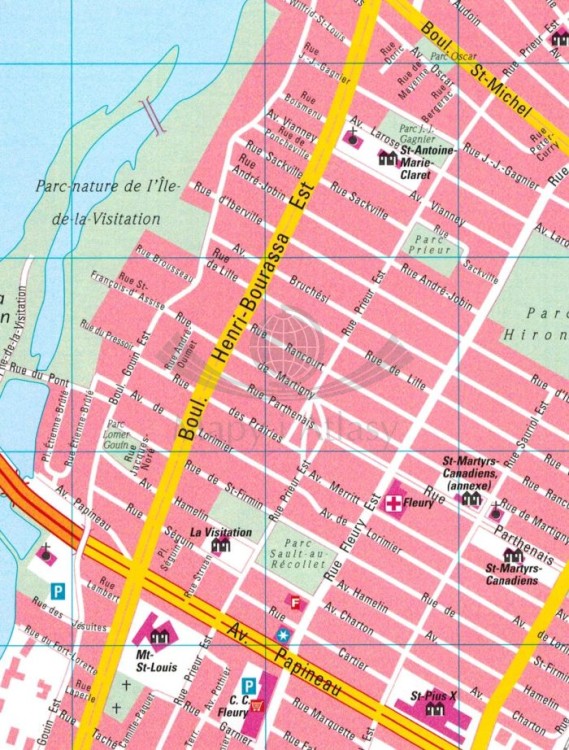Montreal, Ottawa. Mapa/ Plan miasta wydawnictwa Freytag & Berndt. Fragment 1