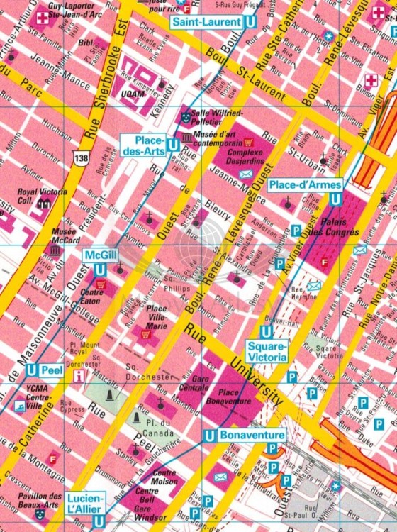 Montreal, Ottawa. Mapa/ Plan miasta wydawnictwa Freytag & Berndt. Fragment 2