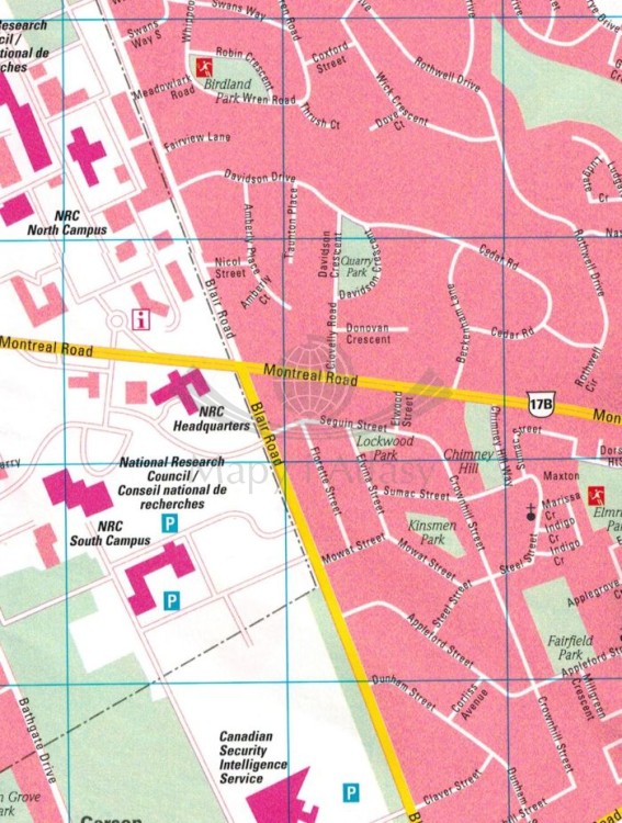 Montreal, Ottawa. Mapa/ Plan miasta wydawnictwa Freytag & Berndt. Fragment 3