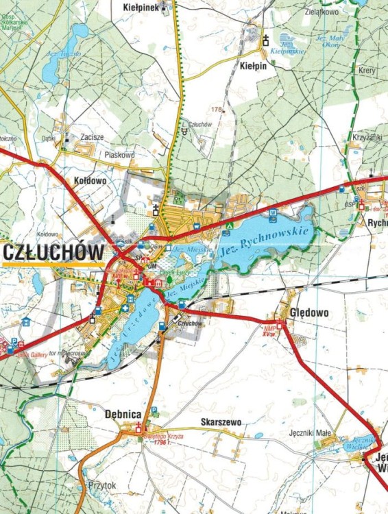 Powiat człuchowski 1:75 000. Mapa turystyczna wydawnictwa Compass. Fragment 3