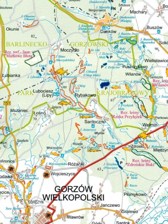 Województwo lubuskie. Mapa wędkarska wydawnictwa Sygnatura. Fragment 1