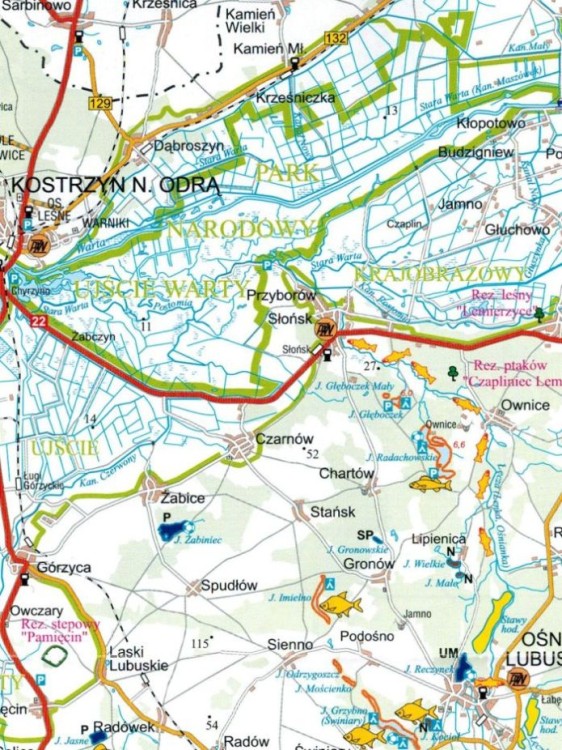 Województwo lubuskie. Mapa wędkarska wydawnictwa Sygnatura. Fragment 2