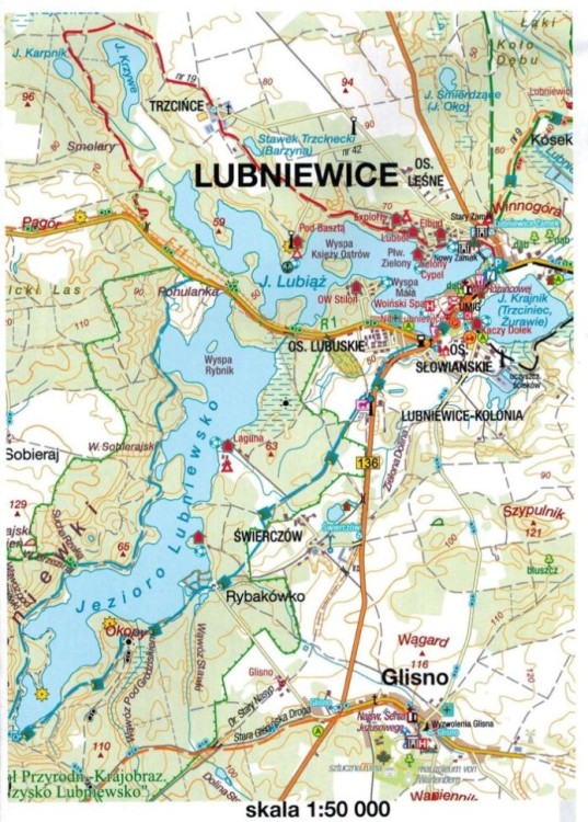 Województwo lubuskie. Mapa wędkarska wydawnictwa Sygnatura. Mapka poglądowa jeziora Lubniewska