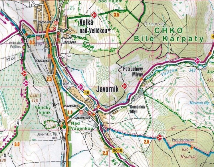 Białe Karpaty, Góry Inowieckie. Mapa turystyczna 481 wydawnictwa Shocart. Fragment 1