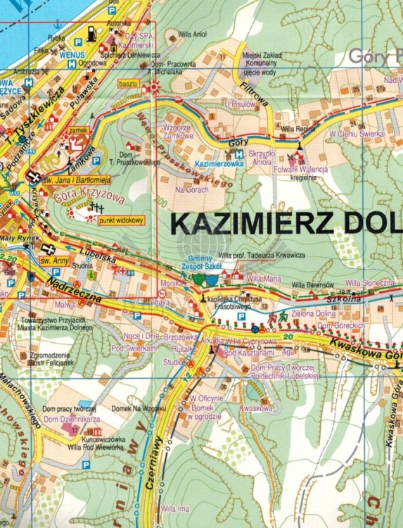 Kazimierz Dolny. Plan miasta / Mapa turystyczna wydawnictwa Galileos. Fragment