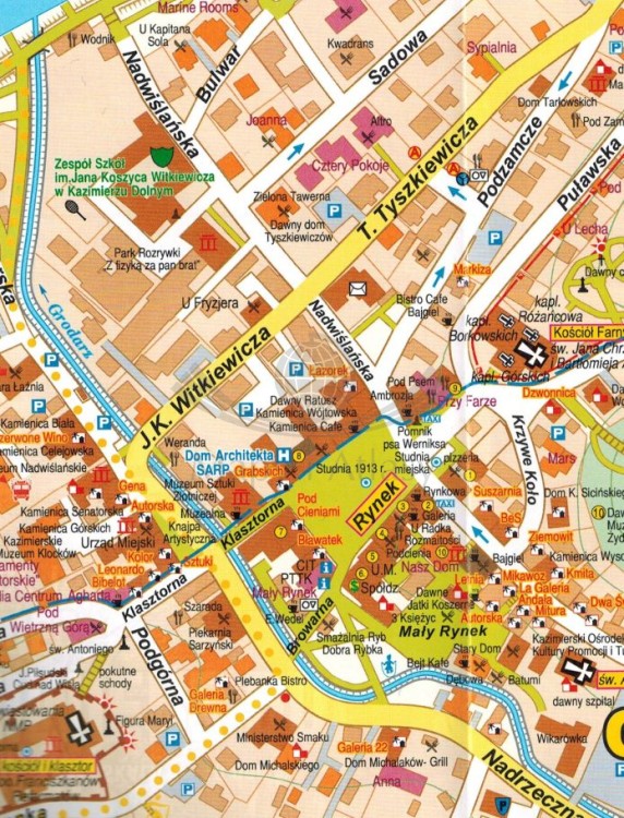 Kazimierz Dolny. Plan miasta / Mapa turystyczna wydawnictwa Galileos. Plan centrum - fragment